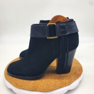 Kensie Shoe Womens 9M Massie Suede Leather Ankle Boots Fringe Heels Bootie